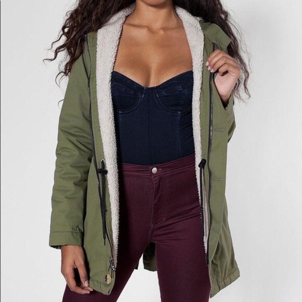 American Apparel Green Sherpa Parka